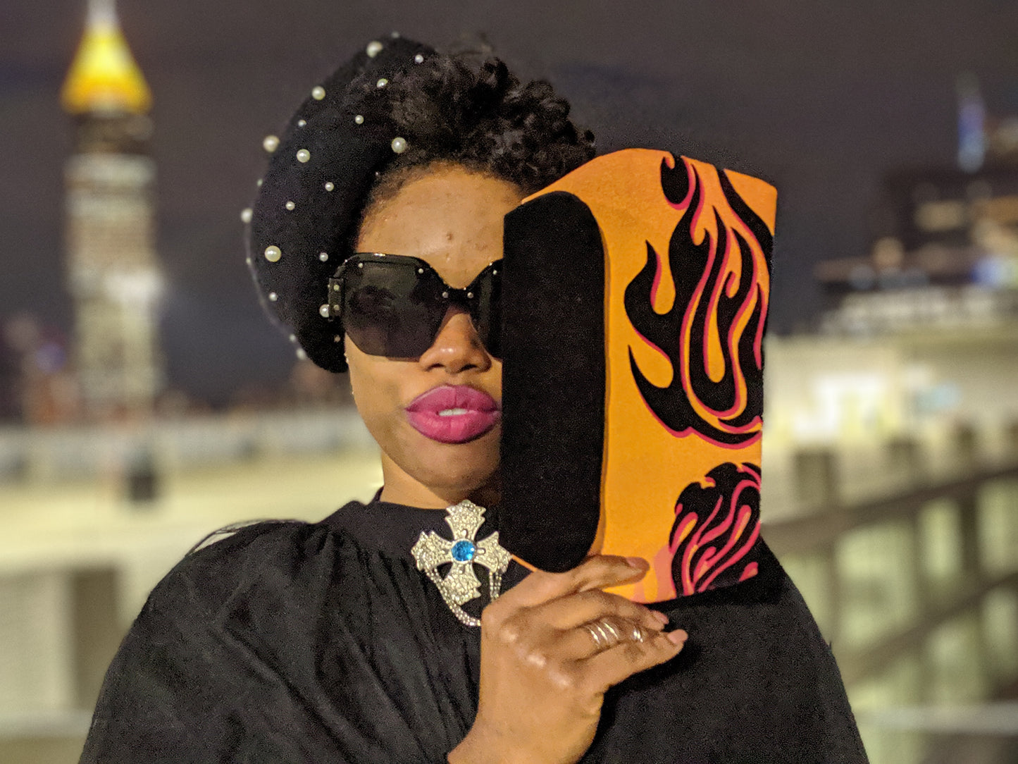 Velvet Flame Flocked Dileyas Waist Bag in Black, Yellow, Orange, Pink