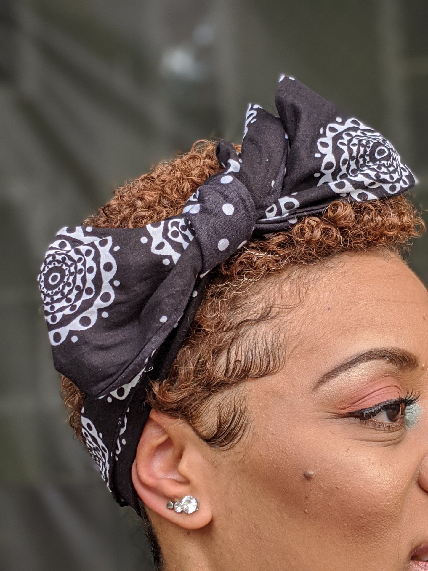 Black White Hidira Ankara Headband