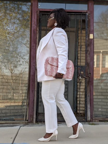 Brick Snakeskin Haberry Oversized Clutch