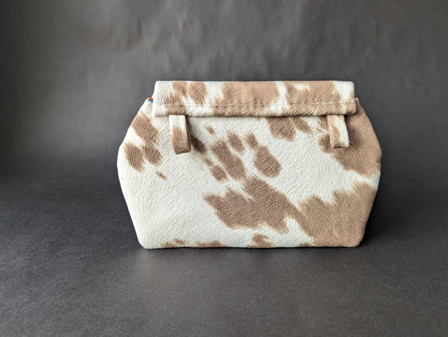 Muted Cow-Print Dileyas Belt Bag in Cream, Taupe